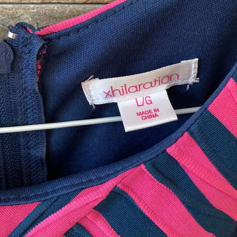 Pink and navy fit and flare. Super cute!